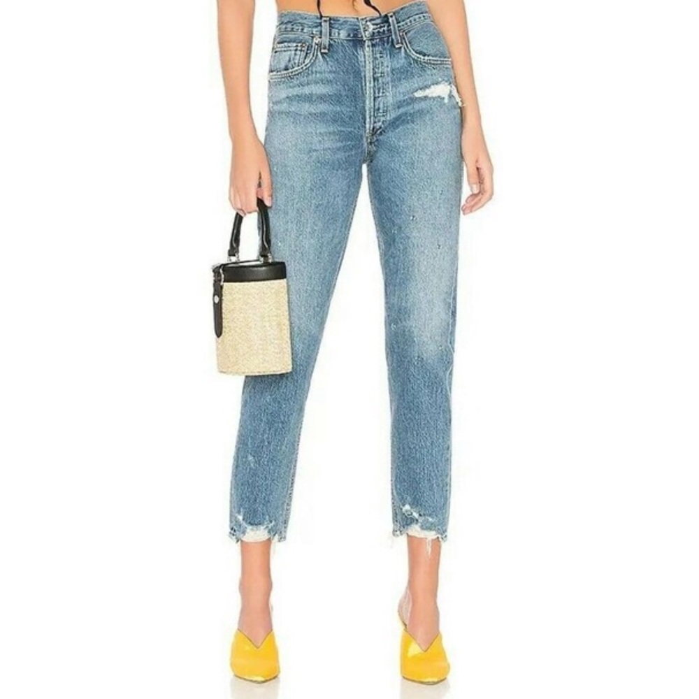 AGOLDE Jamie Distressed High Rise Cropped Jeans Size 28